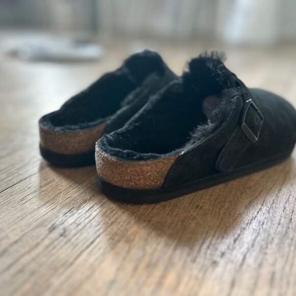 Birkenstock Boston Shearling Suede Leather - Black size 39 US 8-8.5 women - Picture 7 of 11